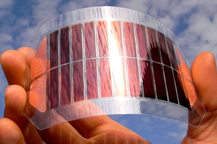 Flexible solar cells from ruthenium