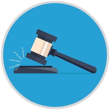 graphic of gavel striking a wood surface.