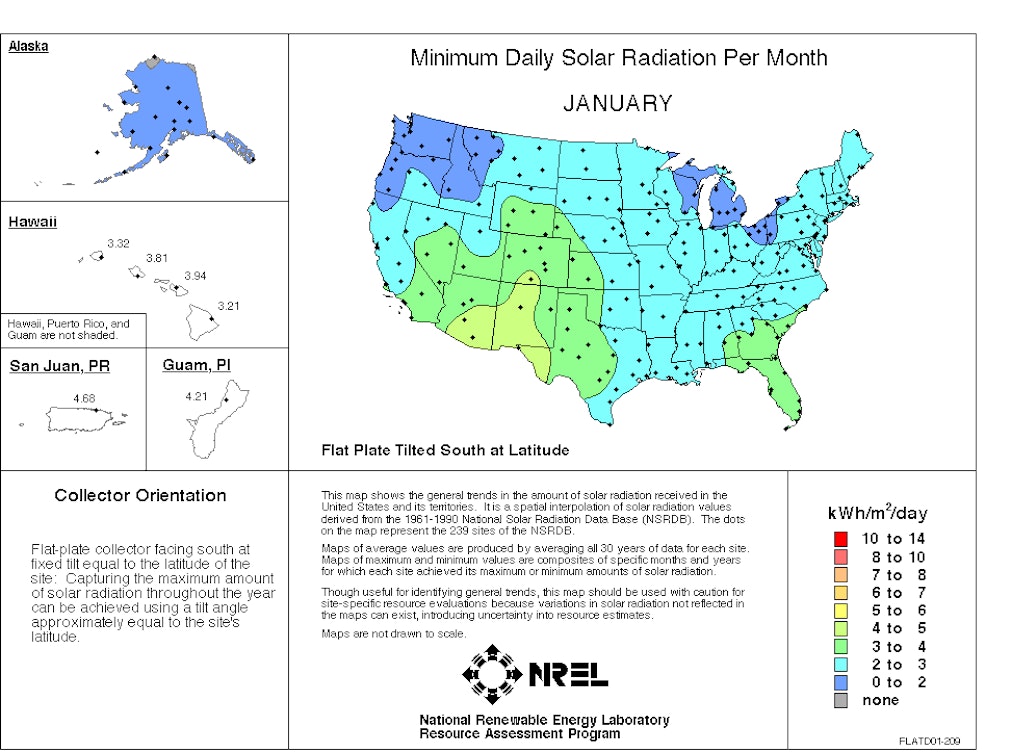 Minimum Solar Insolation in January