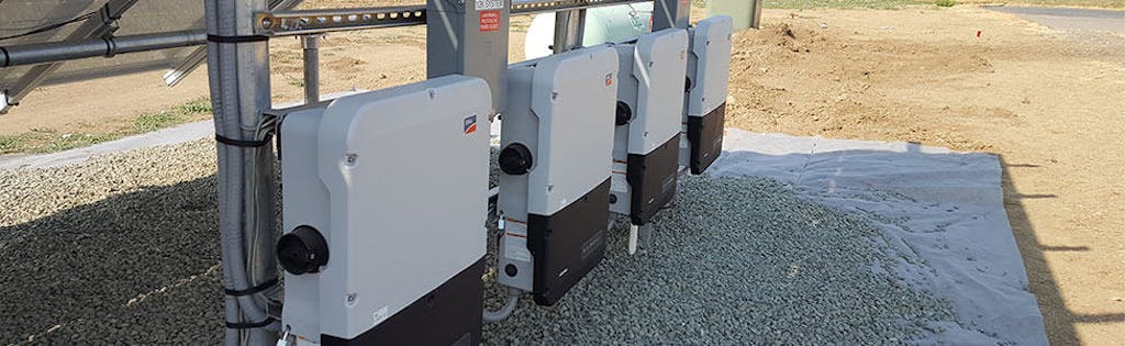 SMA Sunny Boy String Inverters, which control the array from a centralized location.