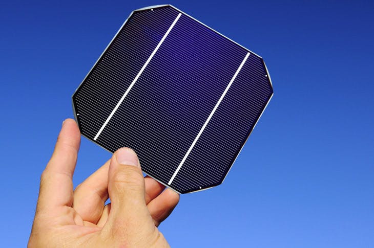 Raw solar cell in a hand