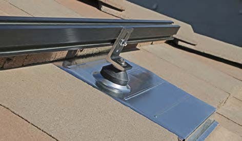 Example: This Quick Mount attachment replaces roof tiles to create a base for the racking system.